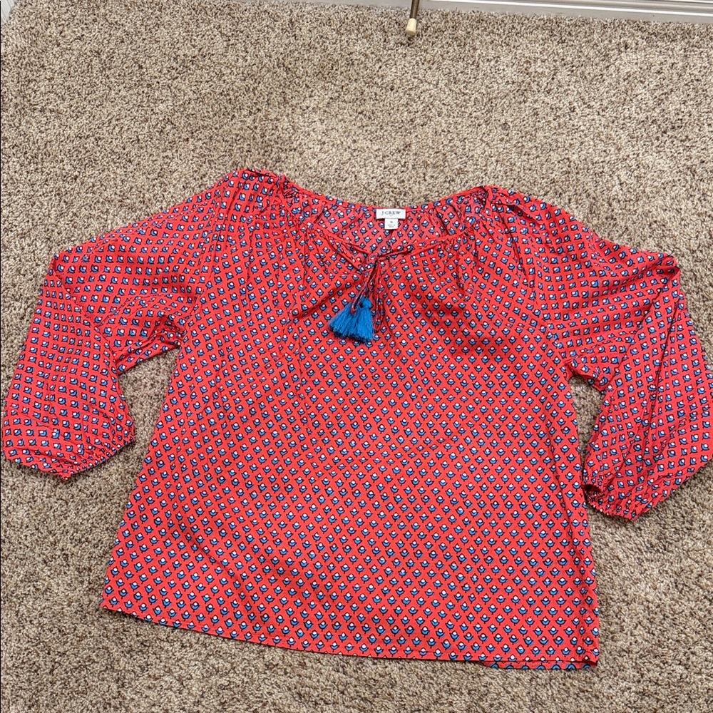 J Crew Red Patterned Women's Top